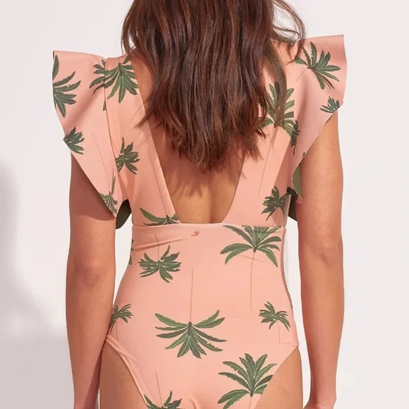 Ancora NWT size Medium Tropical Palm ladies One Piece Swimsuit - Picture 3 of 5